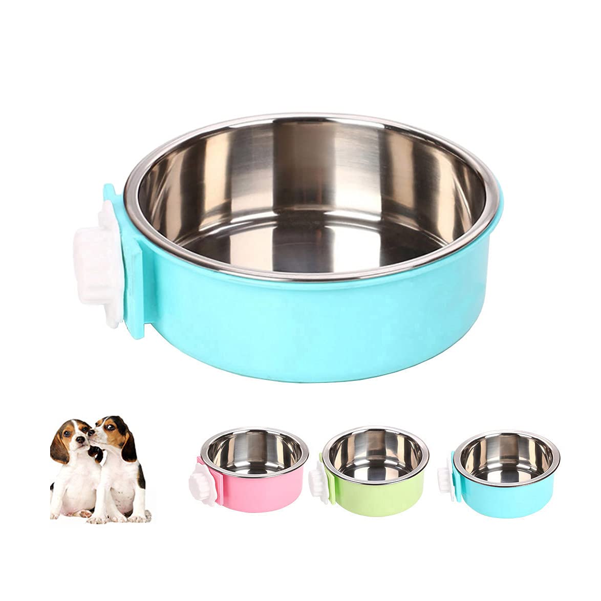 Removable Stainless Steel Hanging Pet Cage Bowls