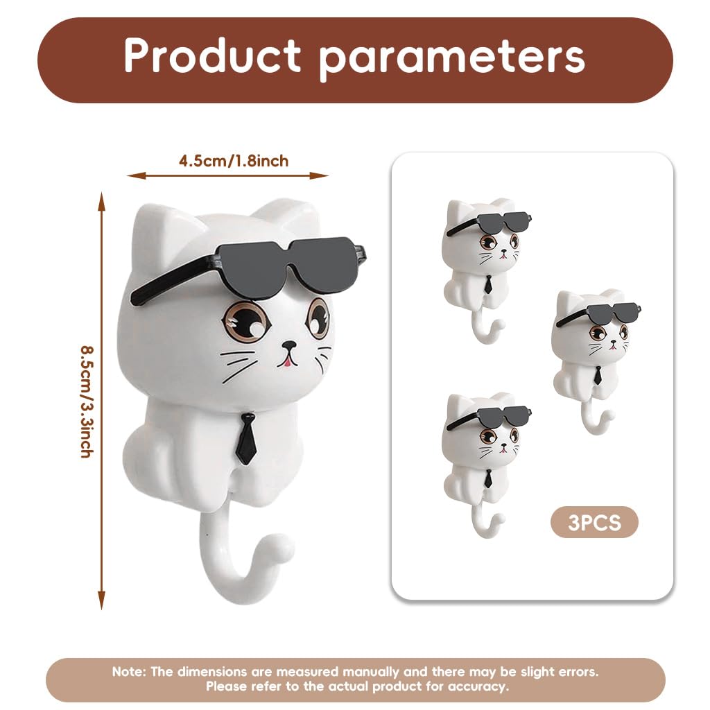 Wall Cute Cat Key Hook With Sunglasses