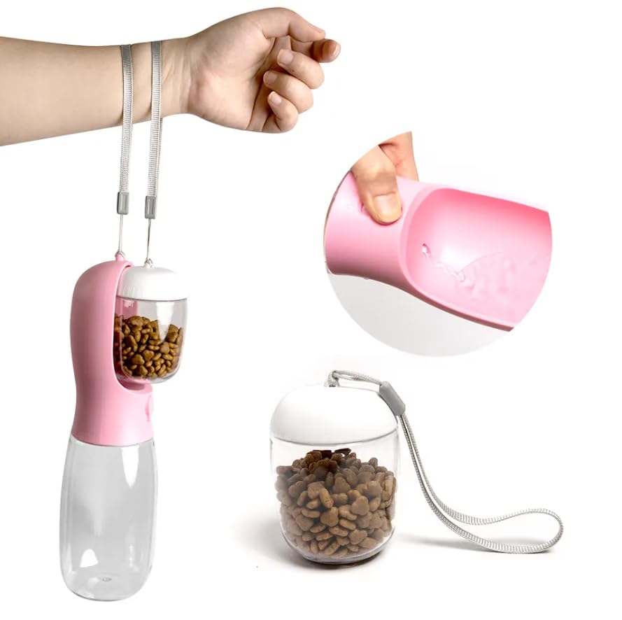 Pet Water Bottle with Food Cup