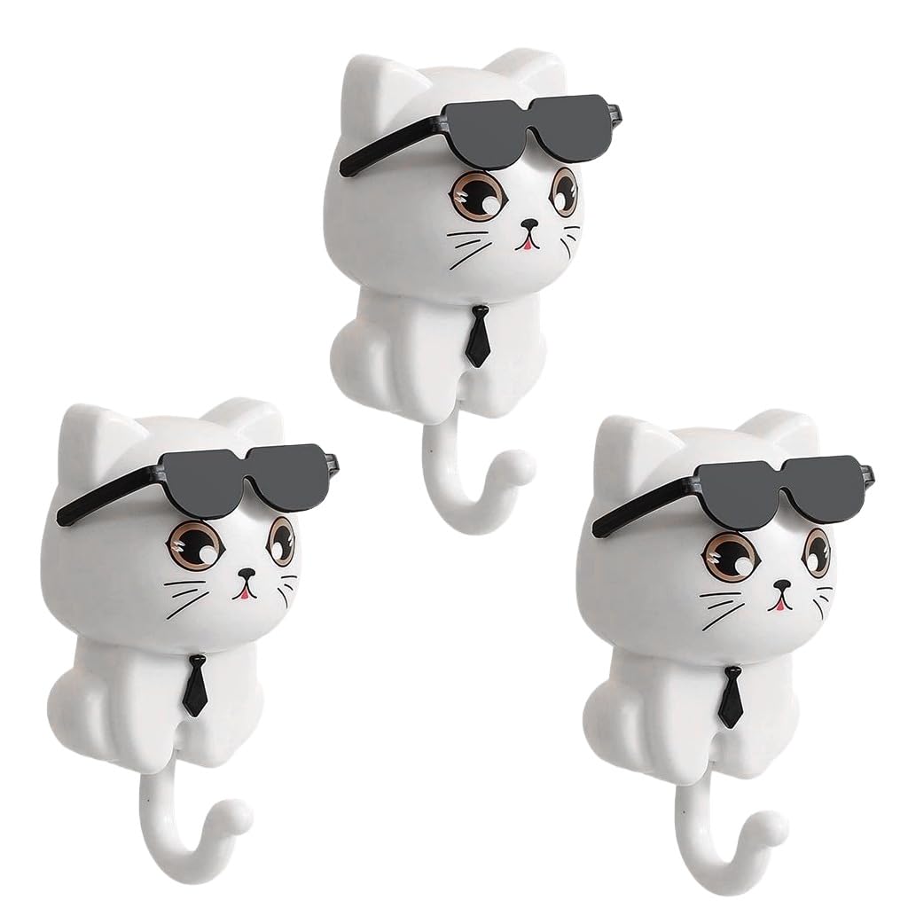 Wall Cute Cat Key Hook With Sunglasses