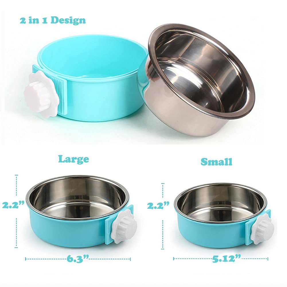 Removable Stainless Steel Hanging Pet Cage Bowls