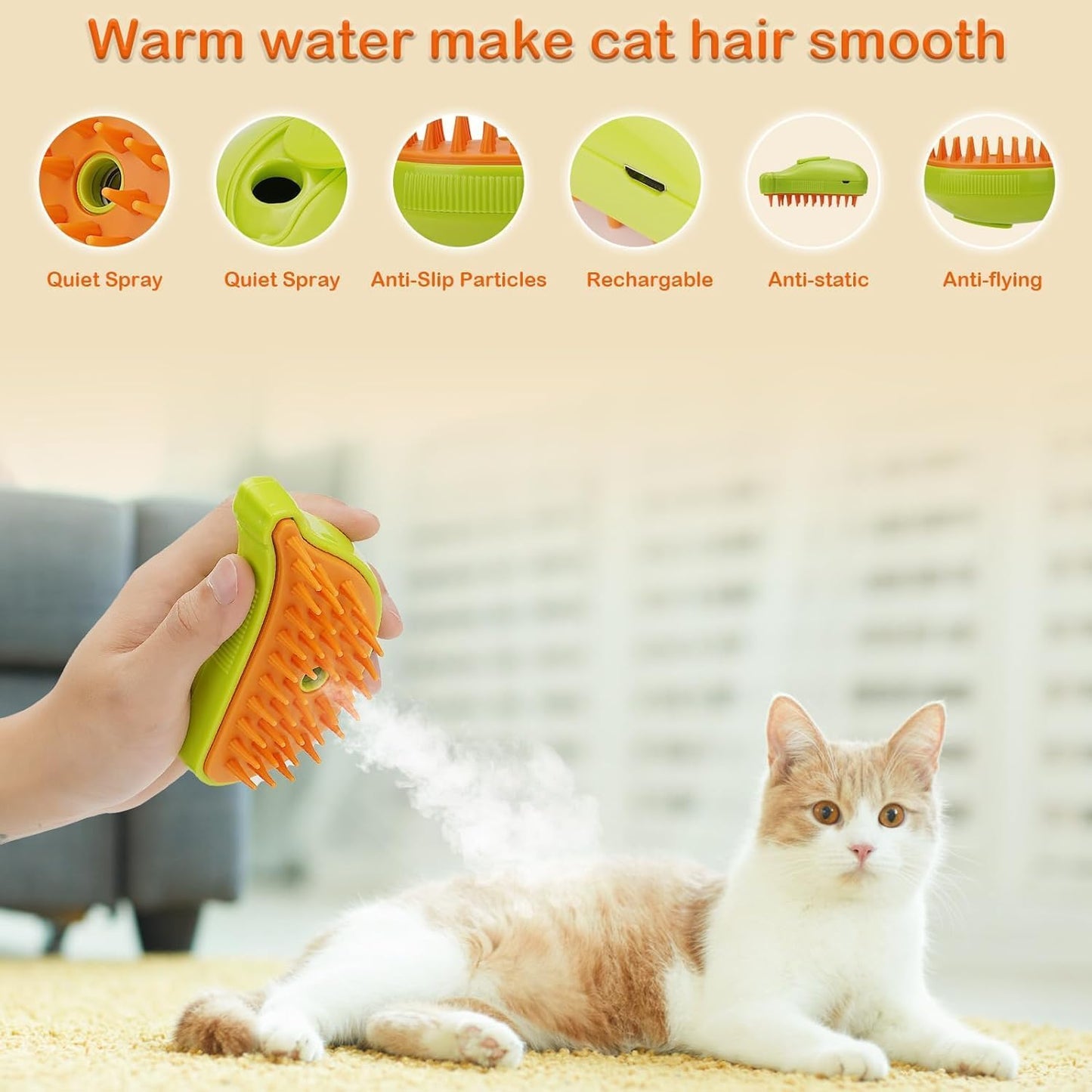 3 In 1 Cat Steam Grooming Brush