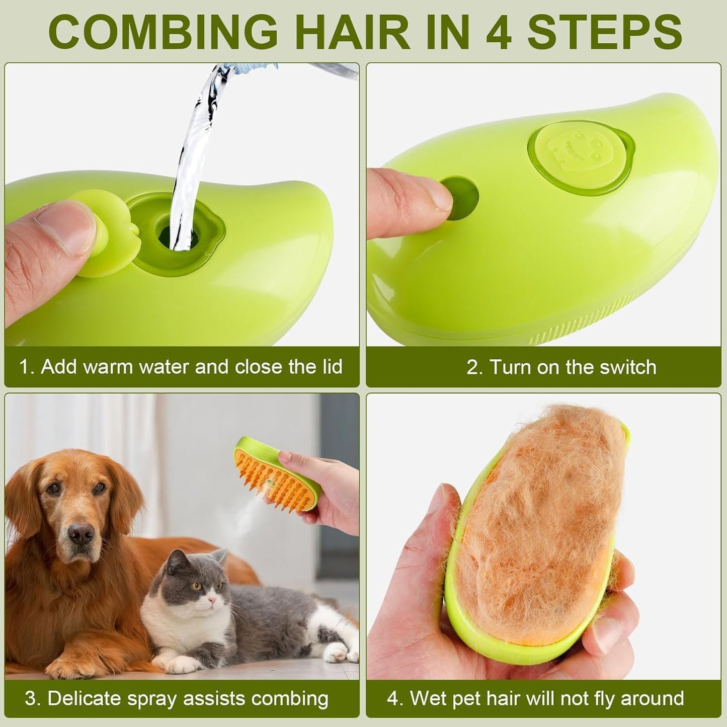 3 In 1 Cat Steam Grooming Brush