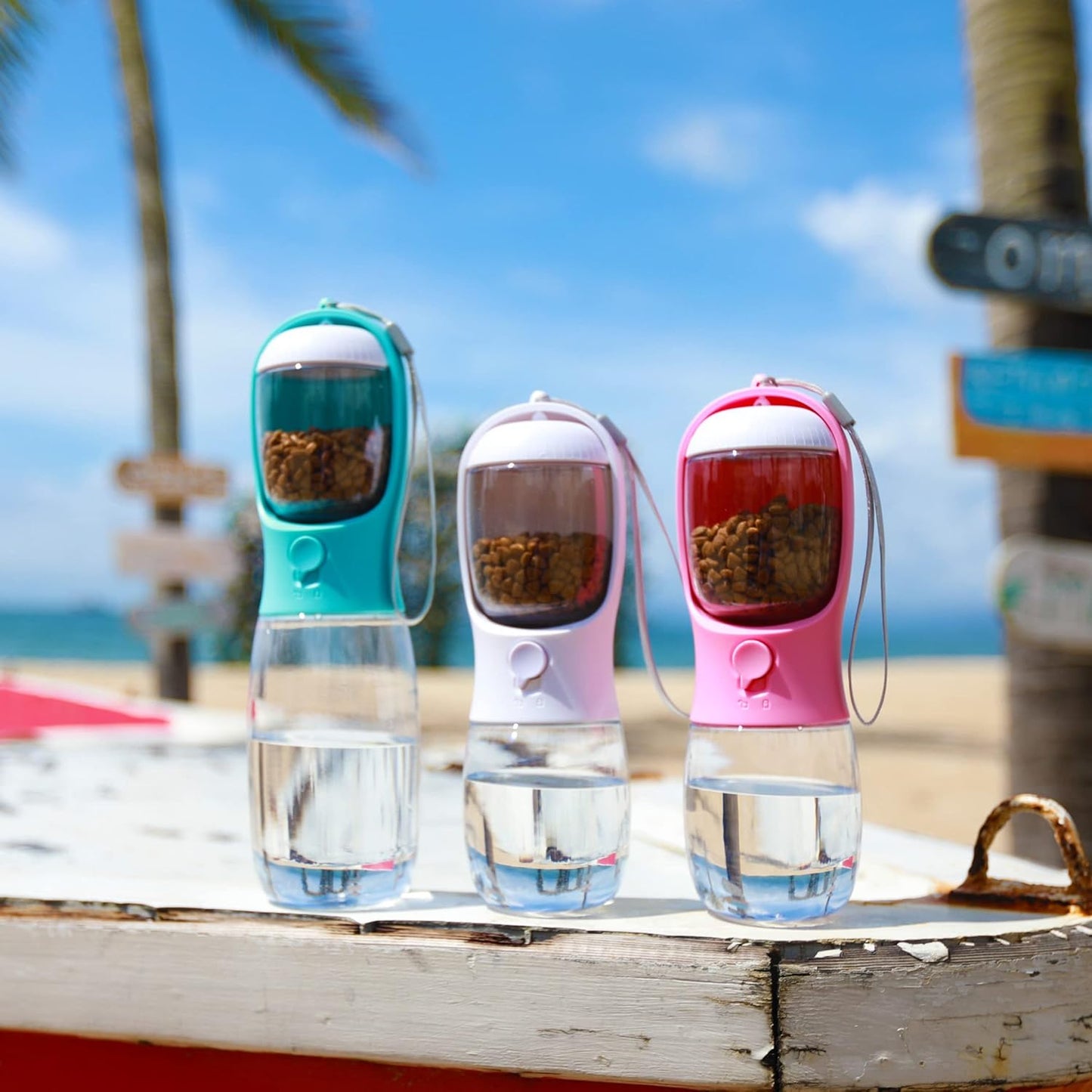 Pet Water Bottle with Food Cup