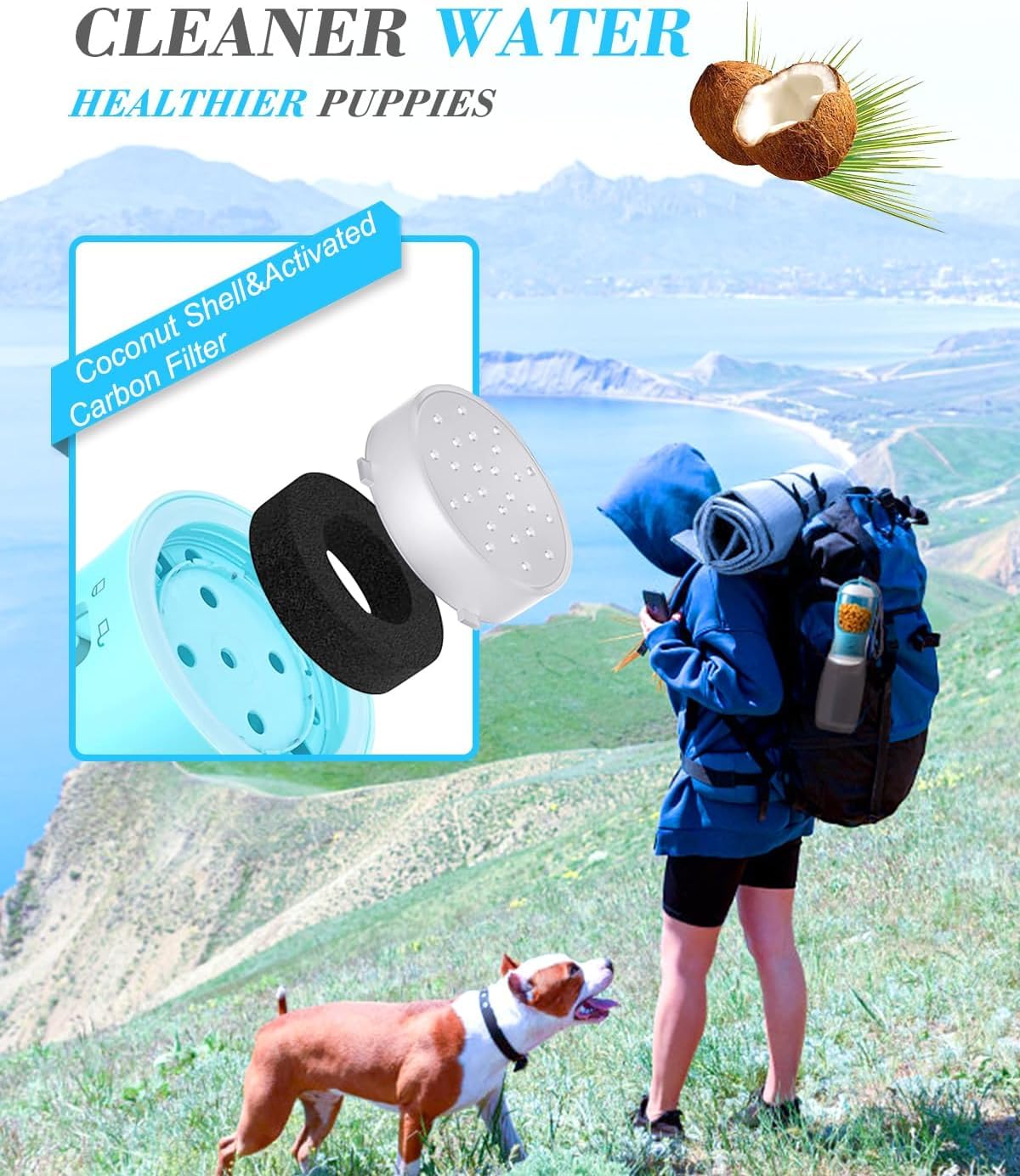Pet Water Bottle with Food Cup