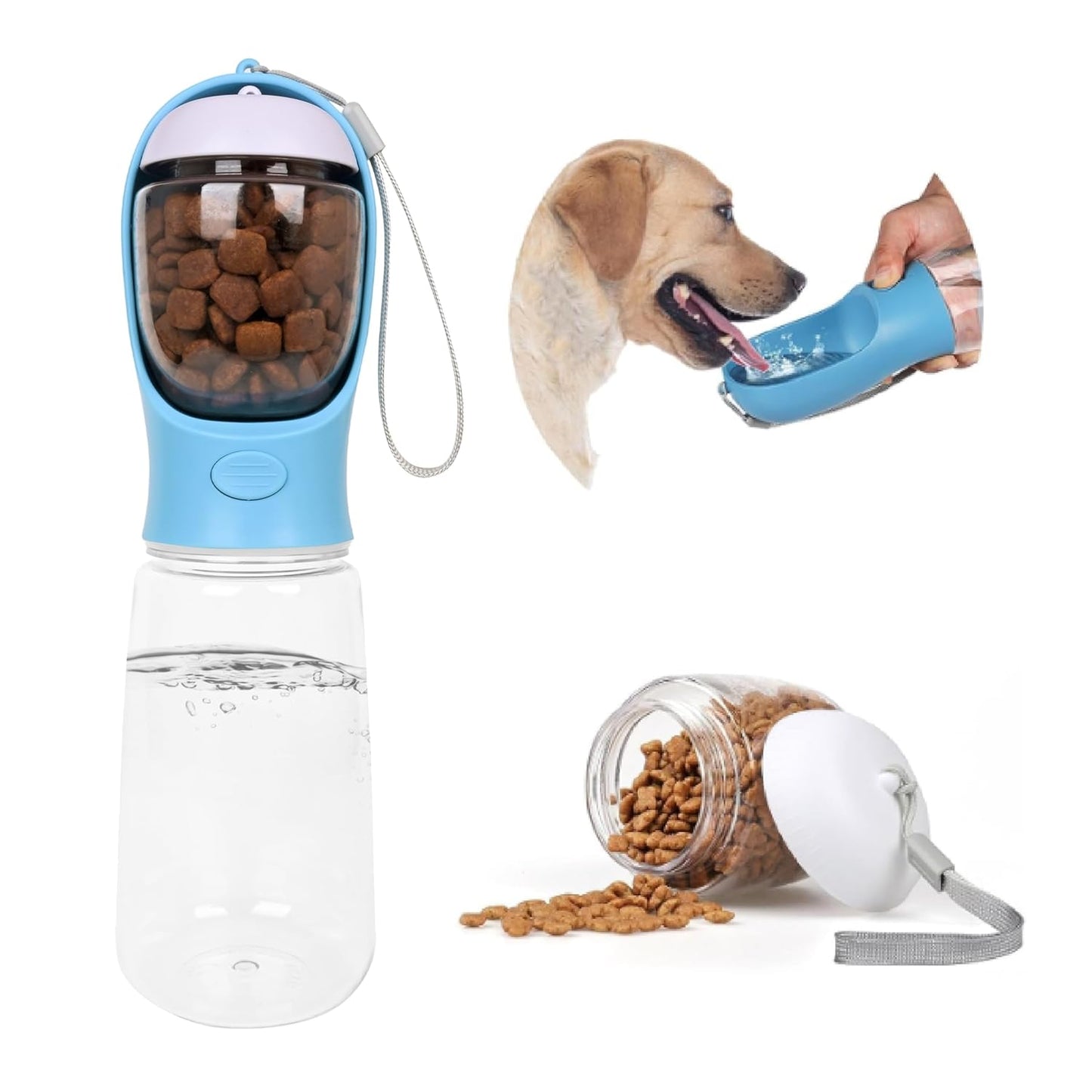 Pet Water Bottle with Food Cup
