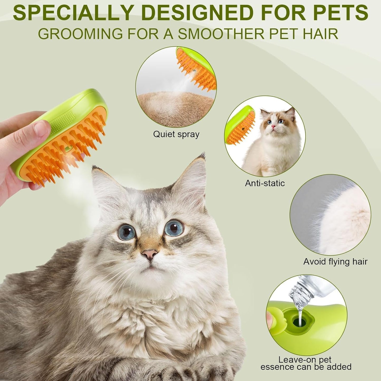3 In 1 Cat Steam Grooming Brush