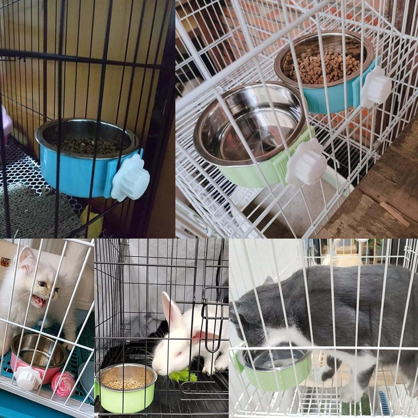 Removable Stainless Steel Hanging Pet Cage Bowls