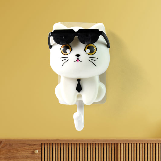 Wall Cute Cat Key Hook With Sunglasses