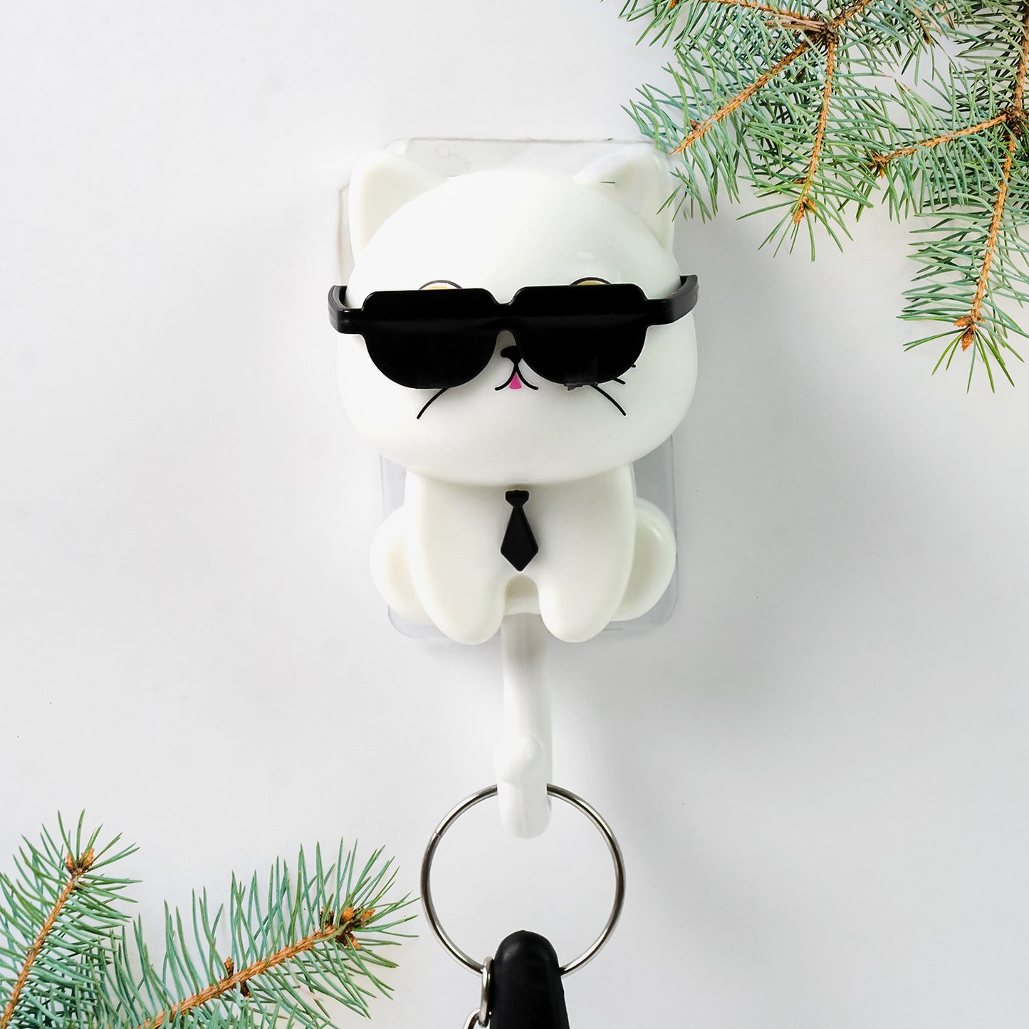 Wall Cute Cat Key Hook With Sunglasses
