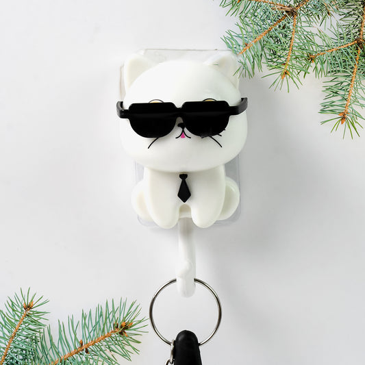 Wall Cute Cat Key Hook With Sunglasses