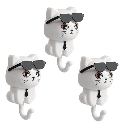 Wall Cute Cat Key Hook With Sunglasses