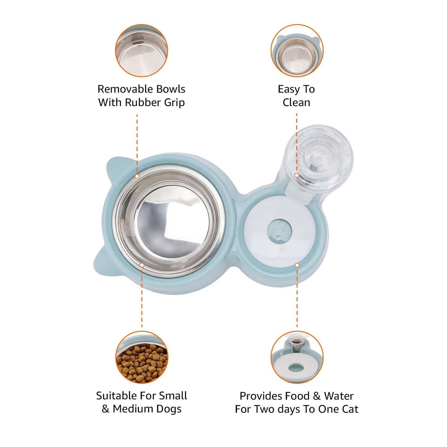 2 in 1 Pet Food and Water Dispenser Bowl