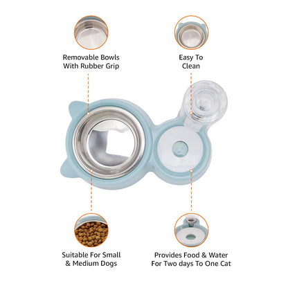 2 in 1 Pet Food and Water Dispenser Bowl