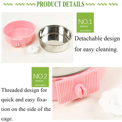 Removable Stainless Steel Hanging Pet Cage Bowls