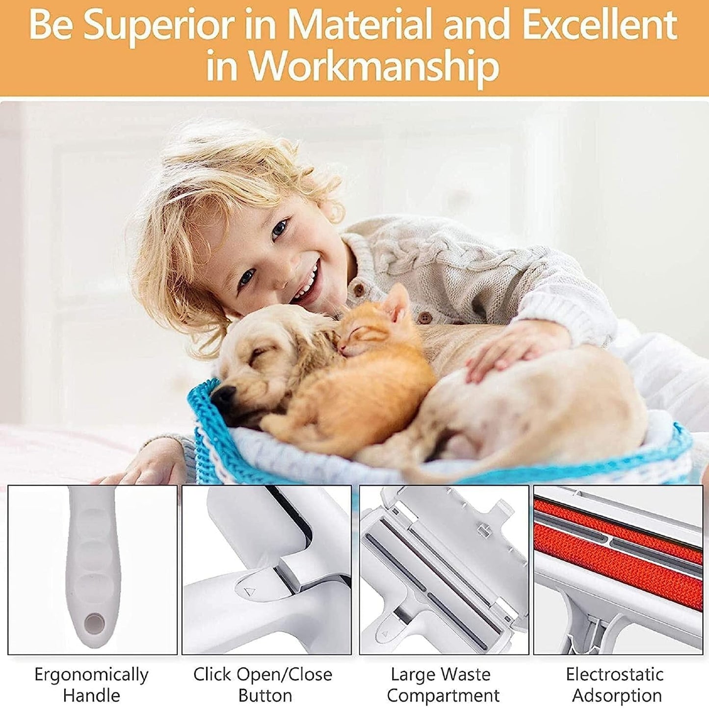Pet hair remover roller