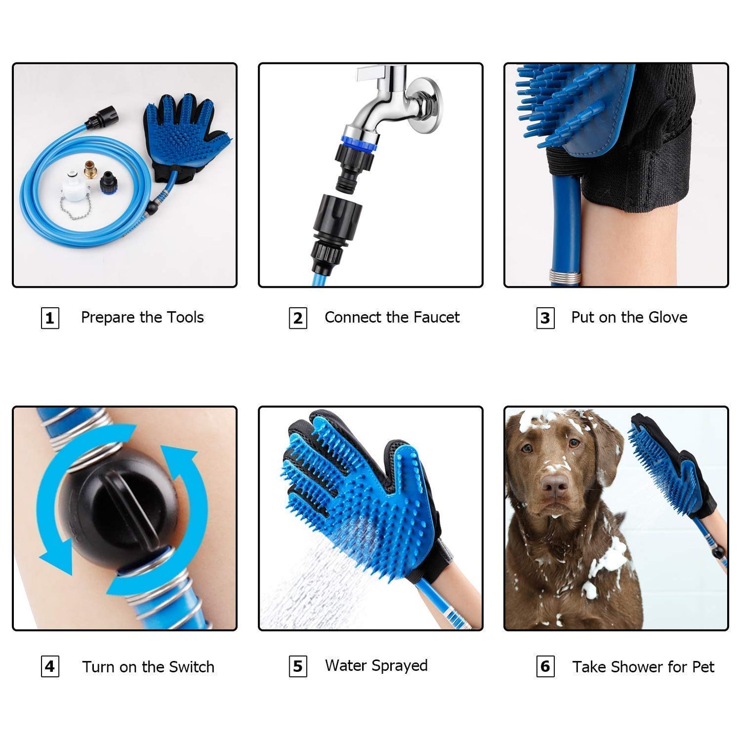 Dog Shower Sprayer Bath Glove
