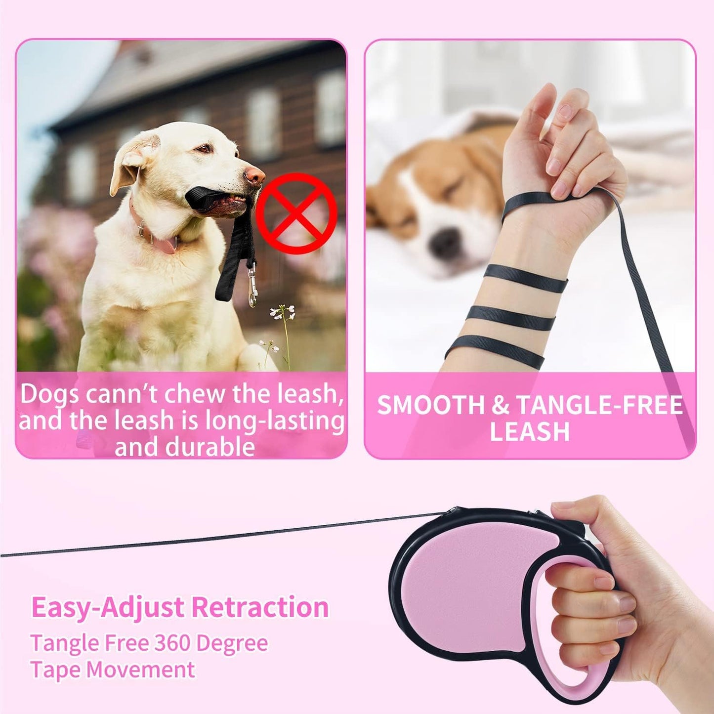 Retractable Dog Leash, 5M Automatic Pet Leash with Padded Handle