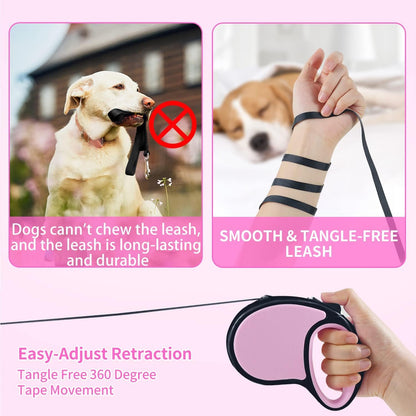 Retractable Dog Leash, 5M Automatic Pet Leash with Padded Handle