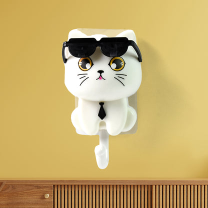 Wall Cute Cat Key Hook With Sunglasses